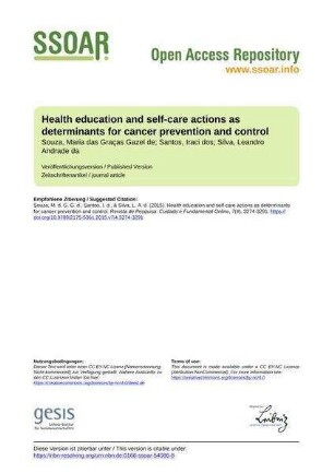 Health education and self-care actions as determinants for cancer prevention and control
