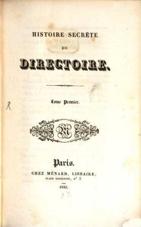Histoire secrète du Directoire, 1