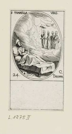 Dezember - Heilige Tarsilla, Blatt 117 der Folge "Les images de tous les saincts et saintes de l'année"