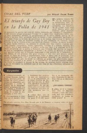 El triunfo de Gay Boy en la Polla de 1941 : Cosas del turf