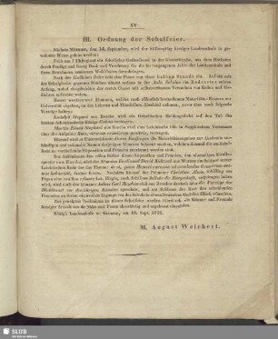 III. Ordnung der Schulfeier