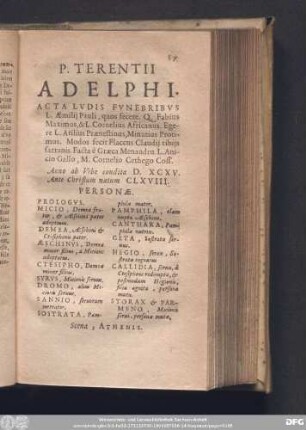 P. Terentii Adelphi. [...] Personae.