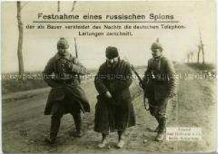 Deutsche Soldaten nehmen einen russischen Zivilisten gefangen