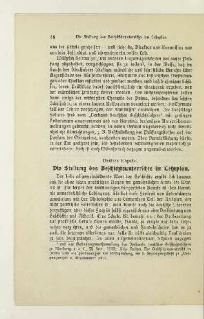 Drittes Kapitel. Die Stellung des Geschichtsunterrichts im Lehrplan