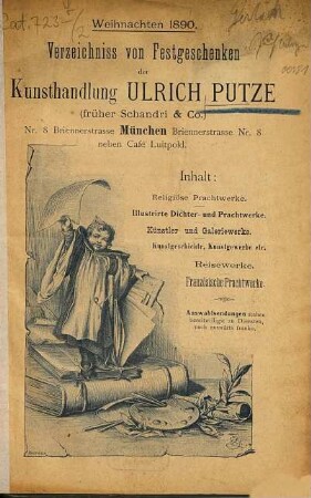 Buch- und Kunsthandlung : [Verkaufskataloge.] [Früher nur:] Kunsthandlung Ulrich Putze. , 2