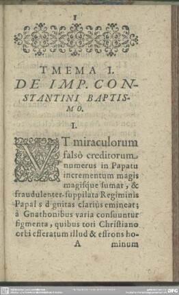 Thema I. De Imp. Constantini Baptismo