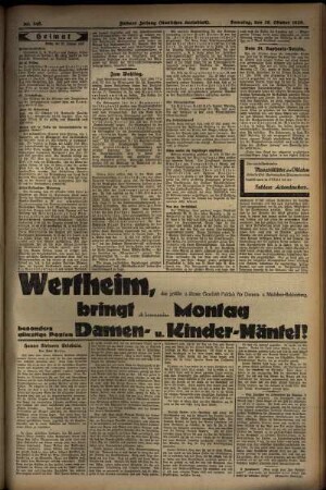 Zweite Ausgabe vom Samstag, den 26. Oktober 1929.