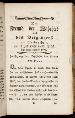 zweiten Jahrgangs viertes Stück. Den 30ten Jenner 1777.