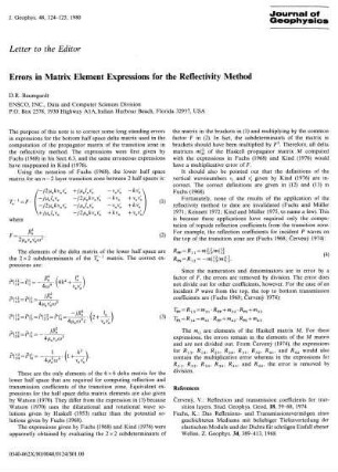 Errors in matrix element expressions for the reflectivity method