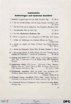 Kupferstiche – Radierungen und Aachener Ansichten (Nr. 1-18)