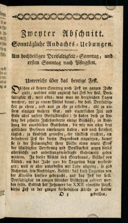 213-520, Zweyter Abschnitt. Sonntägliche Andachts-Uebungen. Am hochheiligen Dreifaltigkeit-Sonntag, und ersten Sonntag nach Pfingsten