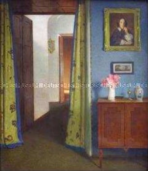 Interieur mit blauer Wand