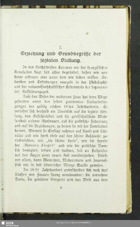 I. Erziehung und Grundbegriffe de sozialen Stellung