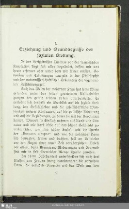 I. Erziehung und Grundbegriffe de sozialen Stellung