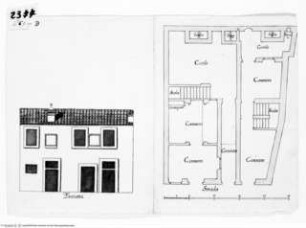 Rom, Haus im Getto, Grundriss und Fassadenaufriss