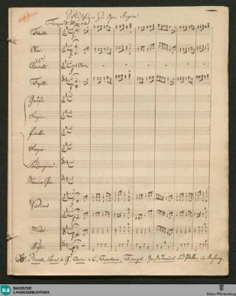 Sie wollten jetzt von hinnen zieh'n - JWK Mus.Ms. 8 : V (5), Coro maschile, orch; StrK 5.16/6