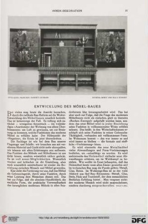 40: Entwicklung des Möbelbaues