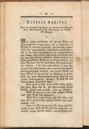 Drittes Kapitel: Ueber den Umgang mit Leuten von verschiedenen Gemüthsarten, Temperamenten und Stimmungen des Geistes und Herzens