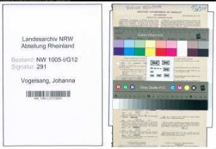 Entnazifizierung Johanna Vogelsang , geb. 18.05.1874 ()