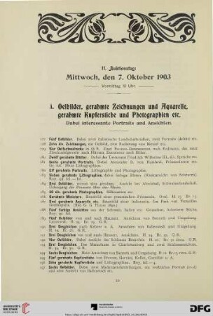 II. Auktionstag: Mittwoch, den 7. Oktober 1903 (Nr. 177-437)