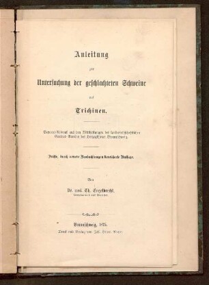 Anleitung zur Untersuchung der geschlachteten Schweine auf Trichinen