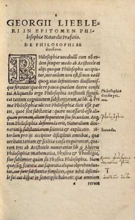 Epitome Philosophiae Naturalis, ex Aristotelis summi Philosophi libris ita excerpta : ut eorum Capita breviter & dilucide explicet, & ad eosdem cum fructu legendos praeparare studiosos possit ; Accessit locuples Rerum & verborum Index