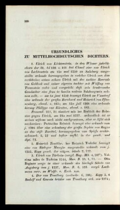 Urkundliches Zu Mittelhochdeutschen Dichtern.