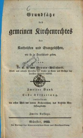 Grundsätze des gemeinen Kirchenrechtes der Katholiken und Evangelischen, wie sie in Deutschland gelten, 2,1