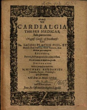 De Cardialgia Theses Medicas