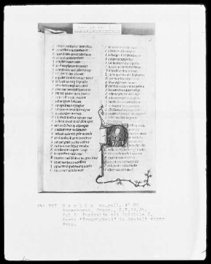 Roman de la Rose & Rosenroman — Initiale D, darin die Traurigkeit in Gestalt einer Frau, Folio 3recto