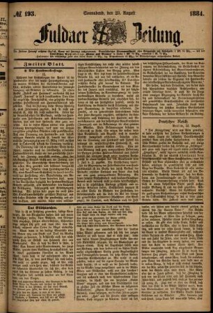 Ausgabe vom Samstag, den 23. August 1884.