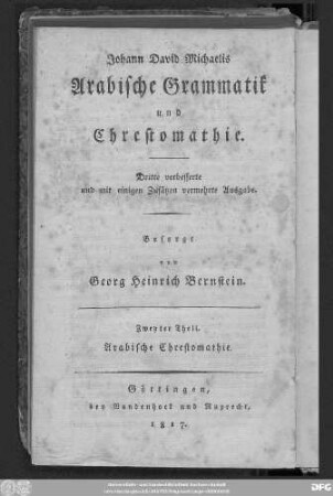 Theil 2: Arabische Chrestomathie