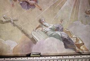 Die Heilige Dreifaltigkeit umgeben von den Heiligen Petrus, Paulus, Benedikt und Koloman sowie Moses und Aaron