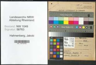 Entnazifizierung Jakob Hahnenberg , geb. 03.03.1920 (Arbeiter)