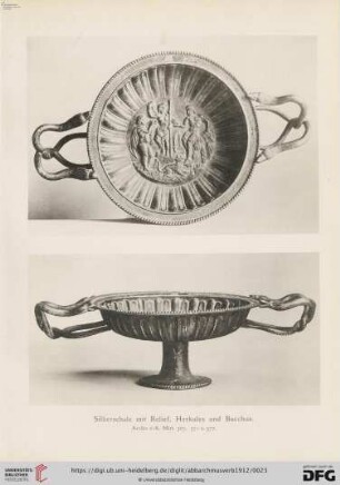 21. Silberschale mit Relief, Herkules und Bacchus