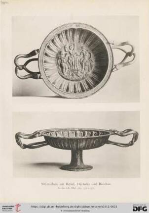 21. Silberschale mit Relief, Herkules und Bacchus