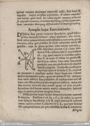 Synopsis hujus Exercitationis.