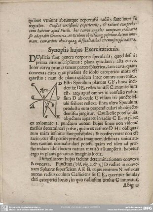 Synopsis hujus Exercitationis.