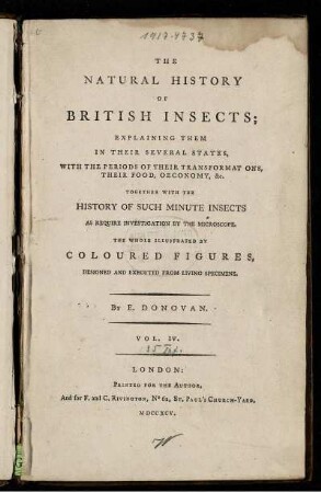 Vol. 4: The Natural History Of British Insects. Vol. IV.