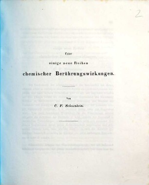 Ueber einige neue Reihen chemischer Berührungswirkungen