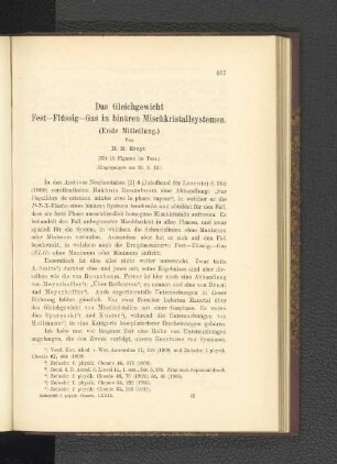 Das Gleichgewicht Fest-Flüssig-Gas in binären Mischkristallsystemen. (Erste Mitteilung.)