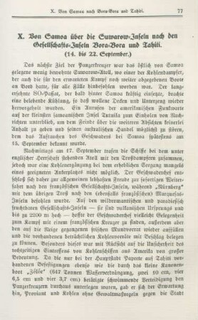 X. Von Samoa über die Suwarow-Inseln nach den Gesellschafts-Inseln Bora-Bora und Tahiti