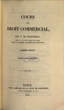 Cours de droit commercial, 4