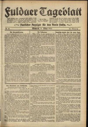 Ausgabe vom Mittwoch, den 09. März 1921.