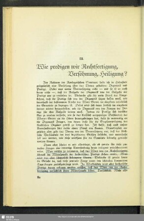III. Wie predigen wir Rechtfertigung, Versöhnung, Heiligung?
