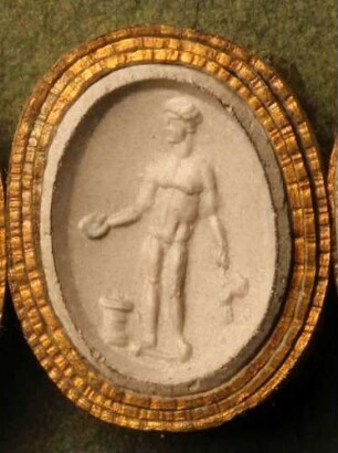 Stehender Bonus Eventus mit Ähren, Mohnhaupt und Früchten (Daktyliothek, Erstes Mythologisches Tausend)