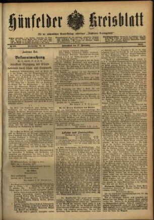 Ausgabe vom Samstag, den 17. November 1917.
