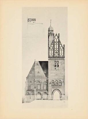 Torturm mit Kapelle: Ansicht 1:33,3 (aus: Drucke von Seminararbeiten der Königlich Technischen Hochschule Berlin, Bd. III)