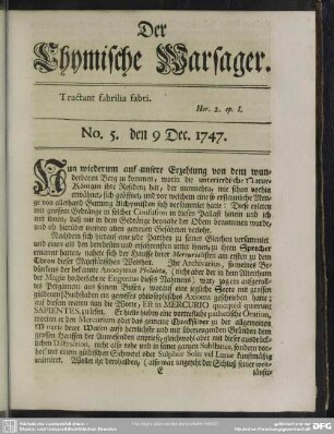 No. 5. den 9 Dec. 1747