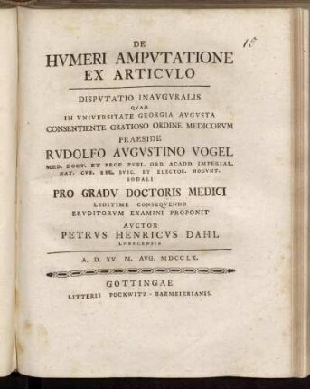 De Hvmeri Ampvtatione Ex Articvlo : Dispvtatio Inavgvralis
